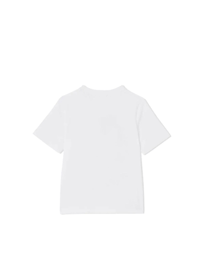 Shop Burberry Girls White Cotton T-shirt