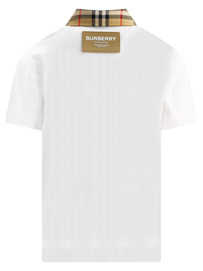 Shop Burberry Boys White Cotton Polo Shirt