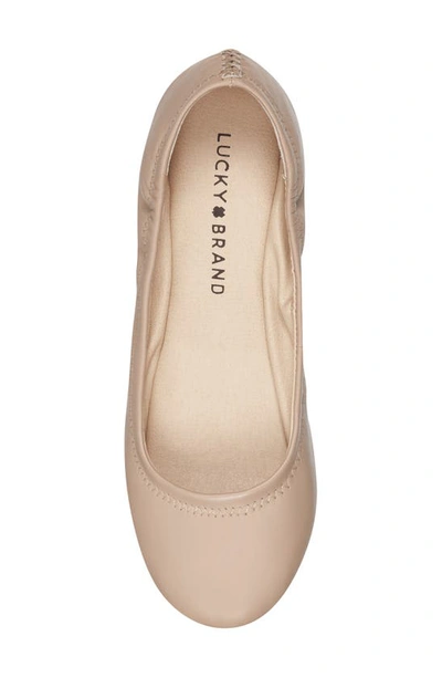Lucky Brand Emmie Womens Leather Round-toe Ballet Flats In Pale Beige