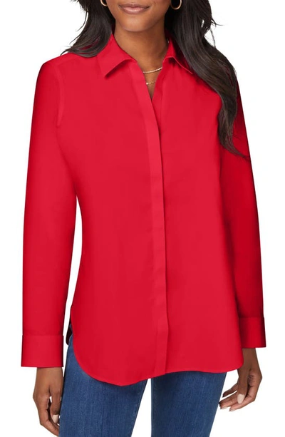 Shop Foxcroft Kylie Non-iron Cotton Button-up Shirt In Sweet Cherry