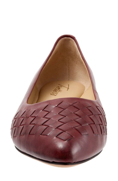 Shop Trotters Estee Woven Flat In Dark Red Leather