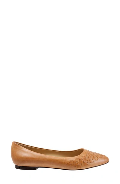 Shop Trotters Estee Woven Flat In Tan Leather