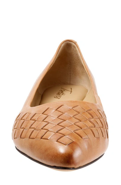 Shop Trotters Estee Woven Flat In Tan Leather