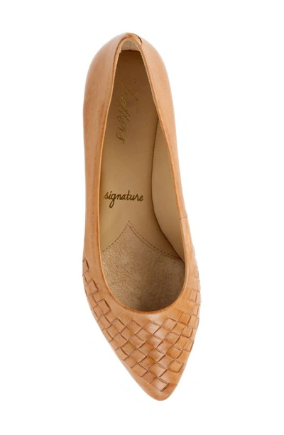 Shop Trotters Estee Woven Flat In Tan Leather