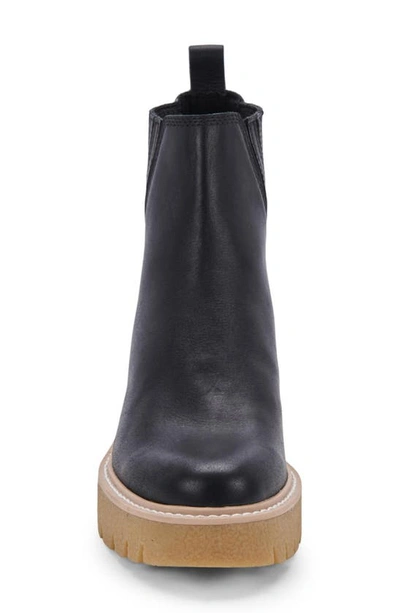 Shop Dolce Vita Harte H2o Waterproof Lug Sole Chelsea Boot In Black Leather H2o