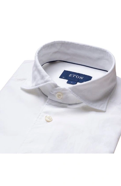 Shop Eton Soft Casual Contemporary Fit Solid Cotton & Silk Shirt In White