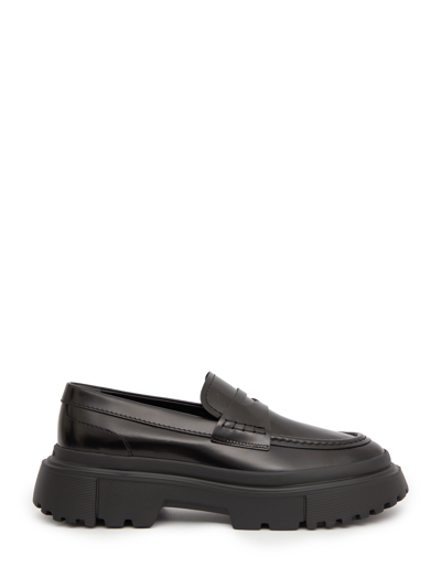 Shop Hogan H629 Loafers In Black