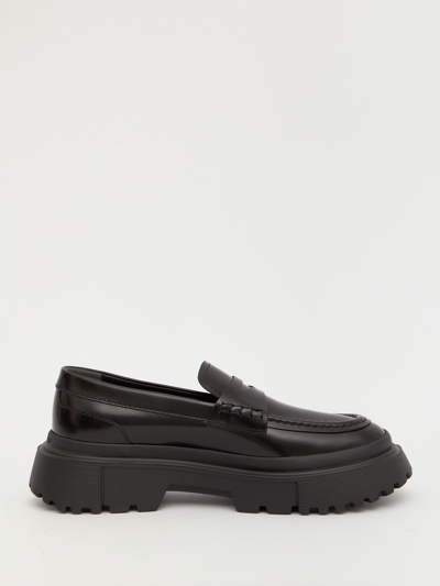 Shop Hogan H629 Loafers In Black