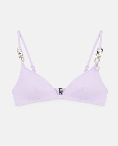 Shop Stella Mccartney Iconic Chain Padded Triangle Bra In Orchid