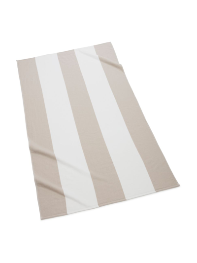 Shop Kassatex Block Stripe Beach Towel In Linen White
