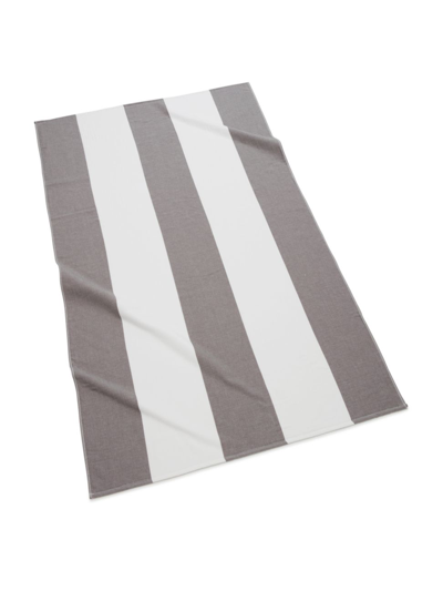 Shop Kassatex Block Stripe Beach Towel In Charcoal White