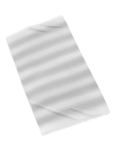 Shop Kassatex Isola Cotton Beach Towel In White Light Grey