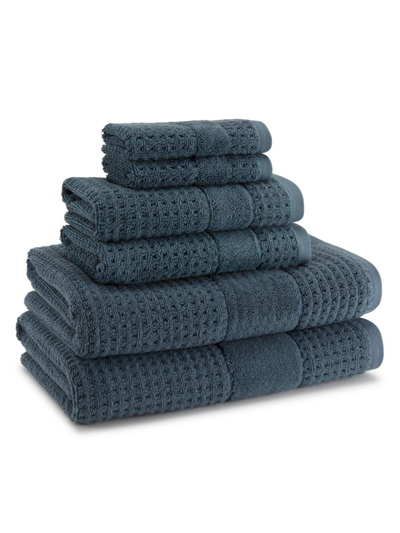 Shop Kassatex Hammam Cotton 6-piece Towel Set In Stonewash Blue