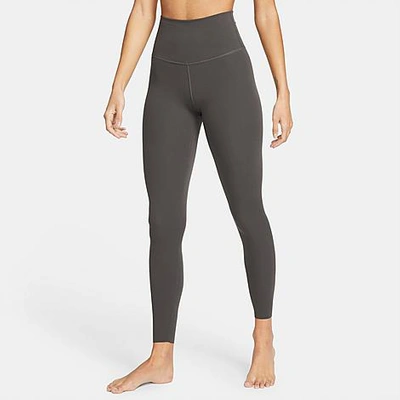 Shop Nike Women's High-waisted Cropped Yoga Luxe Infinalon Leggings Size Medium Polyester/spandex In Medium Ash/particle Grey