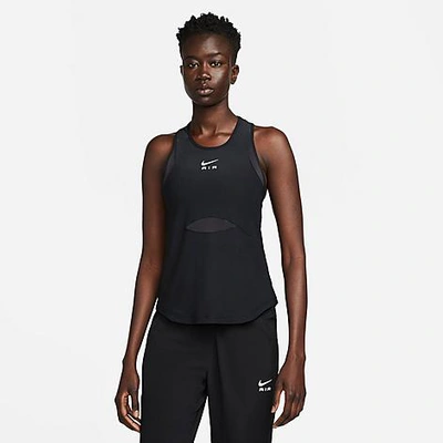 Shop Nike Women's Dri-fit Running Tank Top Size Large Polyester/spandex In Black/black