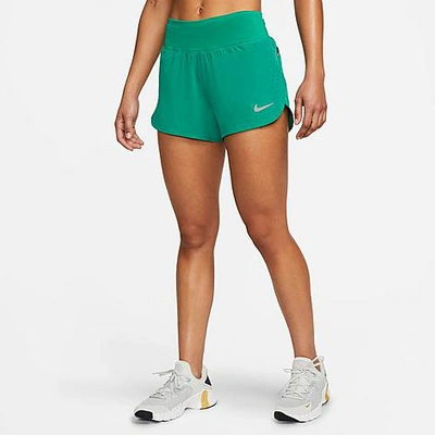 Shop Nike Women's Eclipse Running Shorts In Neptune Green/reflective Silver