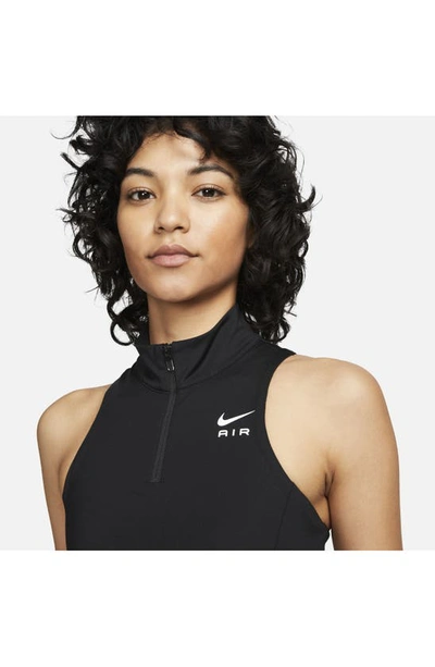 Shop Nike Air Dri-fit Swoosh Mock Zip Sports Bra In Black/ Black/ White