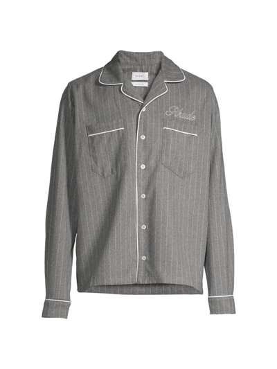 Shop Rhude Men's Pj Long-sleeved Shirt In Grey Stirpes