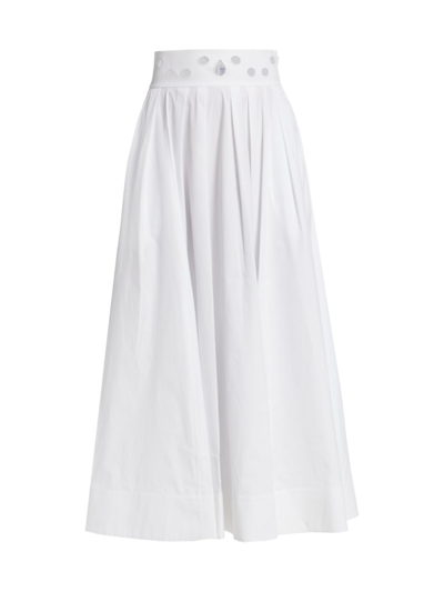 Shop Rosie Assoulin Women's Eyelet Pleated Skirt In White