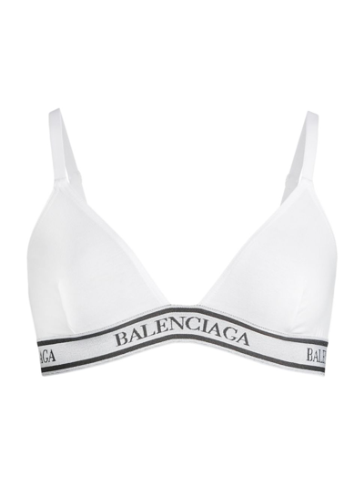 Shop Balenciaga Women's Logo Band Triangle Bralette In White