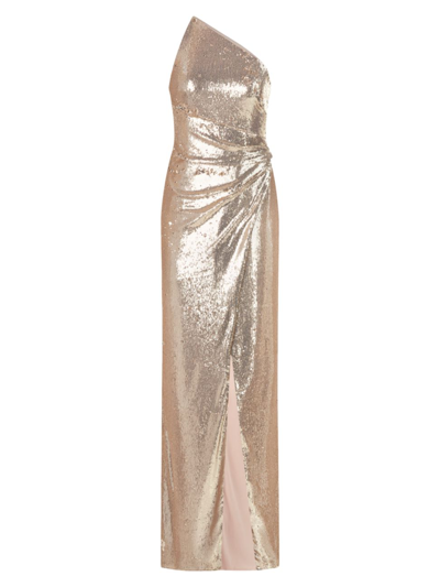 Shop Halston Women's Adriana One-shoulder Sequin Gown In Champagne