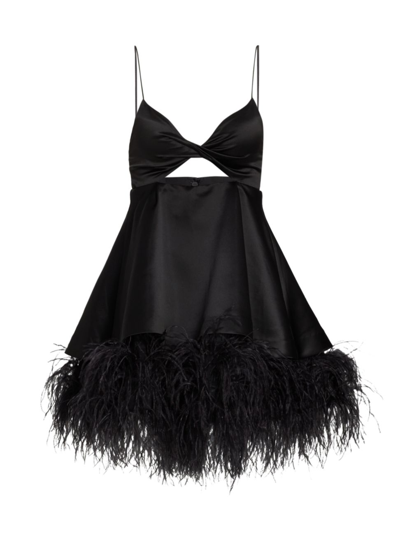 Shop Alice And Olivia Women's Necole Feather-embellished Minidress In Black