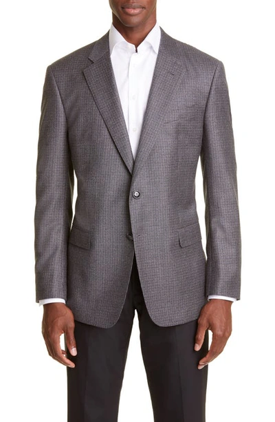 Shop Giorgio Armani Plaid Wool & Cashmere Tweed Sport Coat In Grey