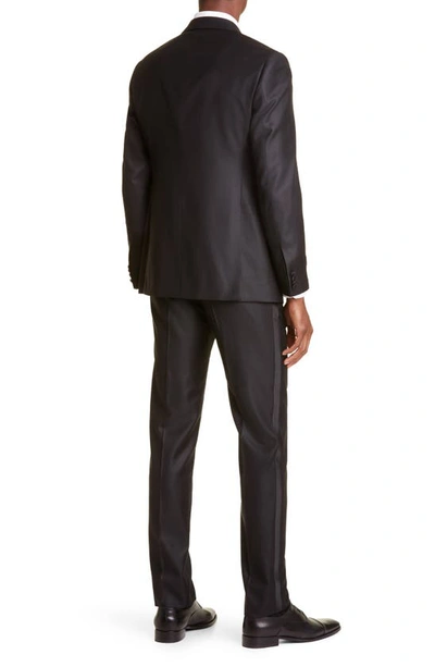 Shop Giorgio Armani Tonal Texture Wool & Silk Tuxedo In Solid Black