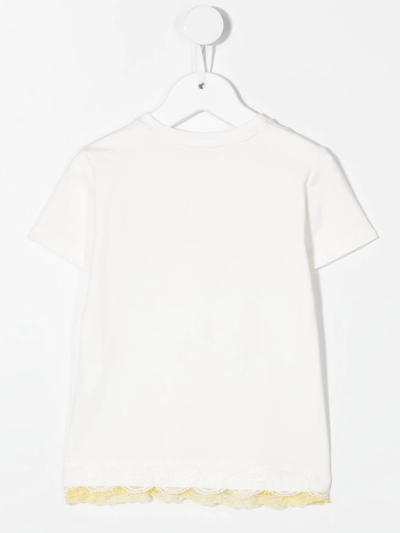 Shop Roberto Cavalli Junior Embroidered Logo Cotton T-shirt In White