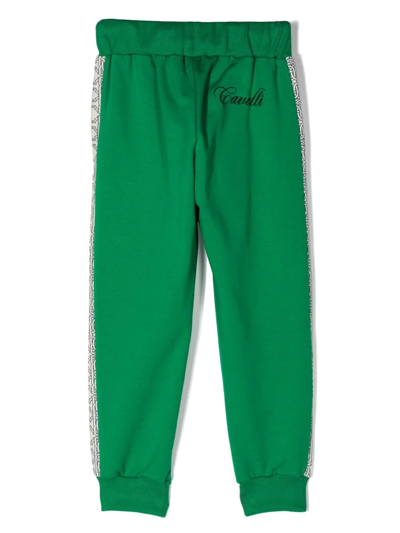 Shop Roberto Cavalli Junior Contrasting-border Tracksuit Bottoms In Green