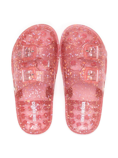 Shop Mini Melissa Paint Splatter Detail Sandals In Pink