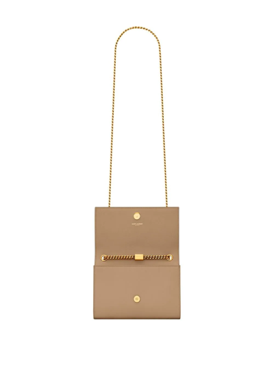 Shop Saint Laurent Kate Leather Shoulder Bag In Brown