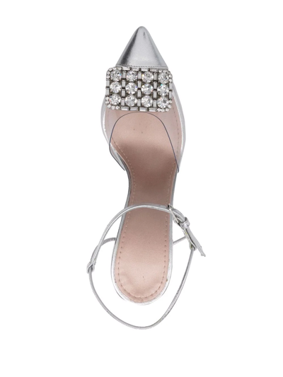 Shop Giambattista Valli Crystal Embellished Heels In Grey