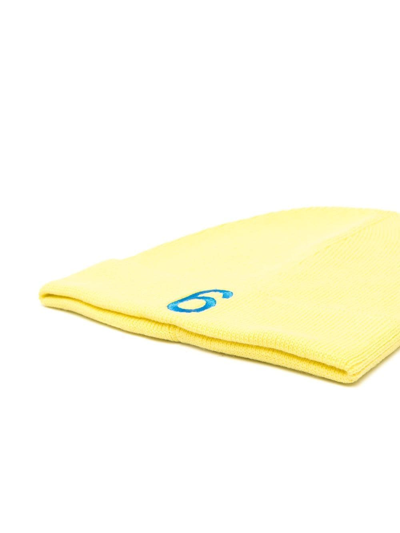 Mm6 Maison Margiela Embroidered-logo Detail Beanie In Yellow