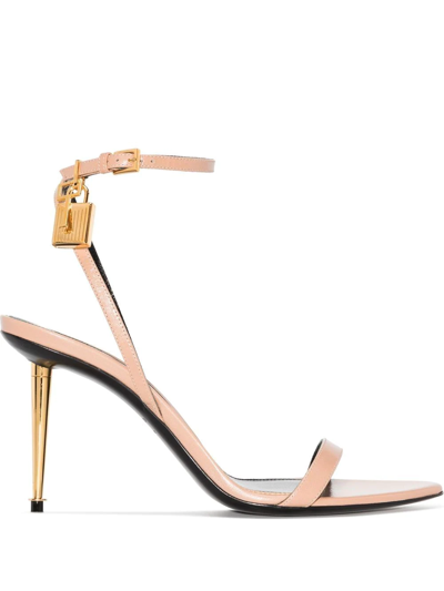 Shop Tom Ford Naked 85mm Leather Sandals In Neutrals