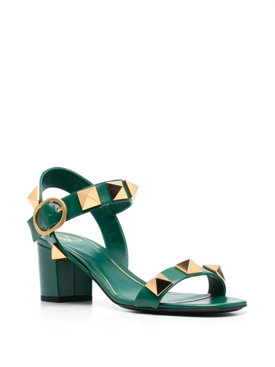 Shop Valentino Roman Stud Sandals In Green