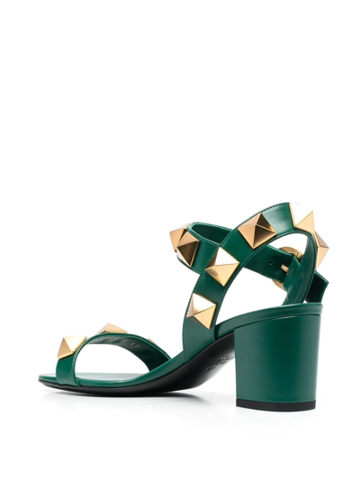 Shop Valentino Roman Stud Sandals In Green