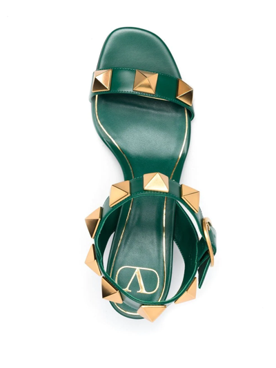 Shop Valentino Roman Stud Sandals In Green