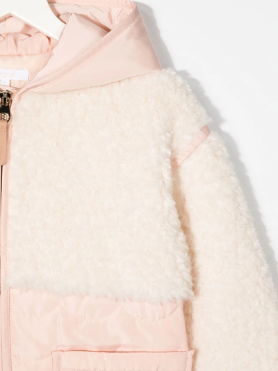 Shop Chloé Textured Hooded Padded Jacket In Pink