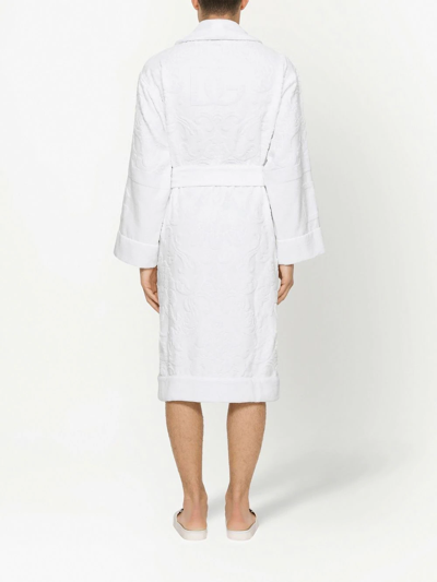 Shop Dolce & Gabbana Long Sleeve Bathrobe In White