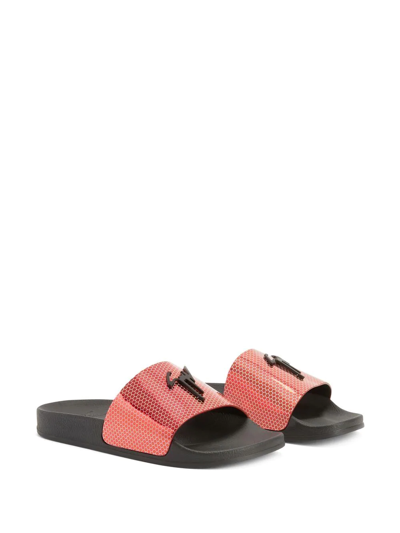 Giuseppe Zanotti Brett Hexagon-print Slides In Black