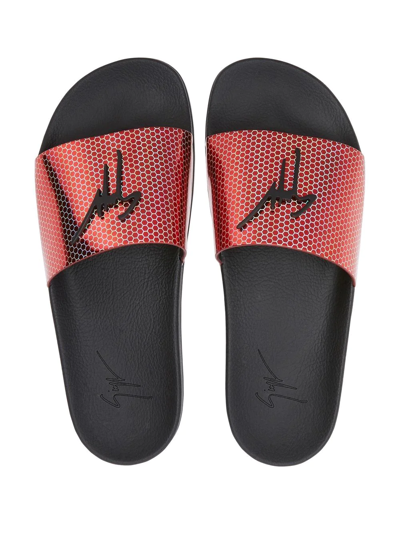 Giuseppe Zanotti Brett Hexagon-print Slides In Black
