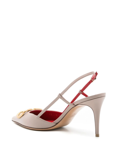 Valentino Womens Blush Vlogo 80 Pointed-toe Leather Slingback Courts In Neutrals