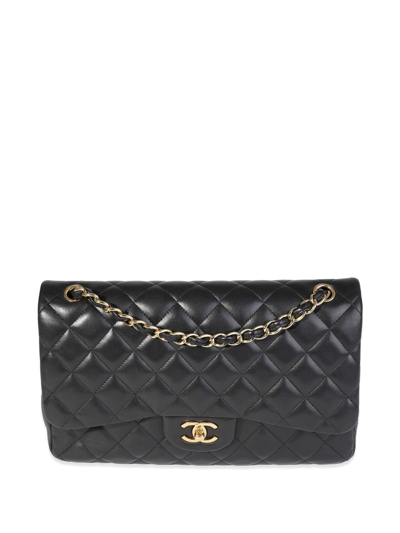 Pre-owned Chanel Double Flap Jumbo Shoulder Bag In Black