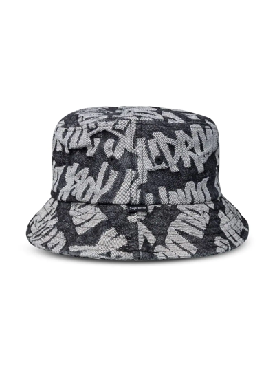 Shop Supreme Fat Tip Jacquard Denim Bucket Hat In Black