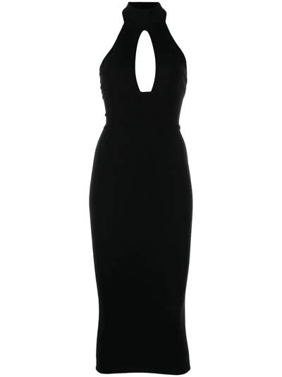 Shop Alix Nyc Halterneck Open-back Midi Dress In Black