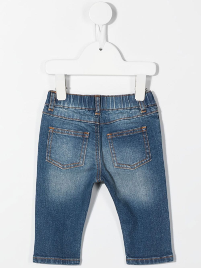 Shop Moschino Logo-print Straight-leg Jeans In Blue