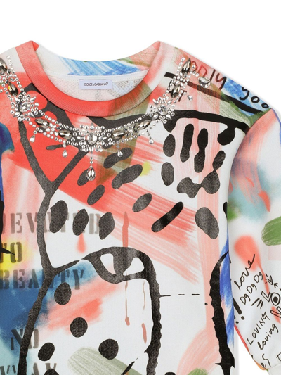Dolce & Gabbana Graffiti-print Short-sleeve T-shirt In White