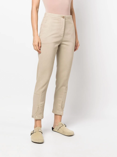 Aspesi High-waisted Wool Trousers In Neutrals