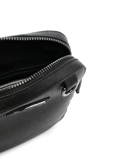 Shop Karl Lagerfeld Logo Zipped Messenger Bag In Black